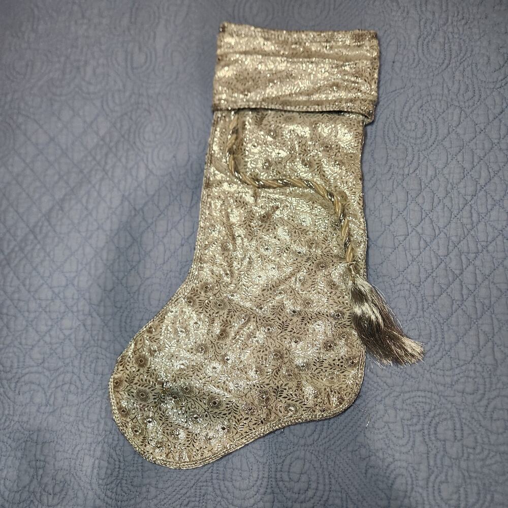 Silver Glittery Christmas Stocking with Tassle